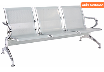banca de espera metálica de 3 plazas para hospitales consultorios aeropuerto y estéticas
