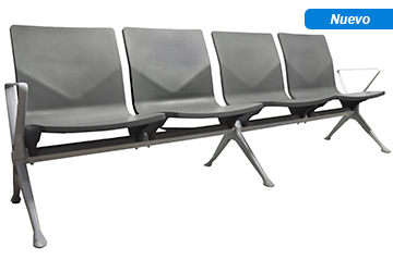 banca de espera metálica reforzada de 4 plazas para hospitales consultorios aeropuerto y estéticas