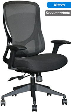 sillas para oficina con mecanismo reclinable antishock pistón neumático de gas clase 4soporte lumbar y base cromada en color gris oxford