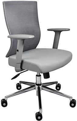 sillas para oficina con mecanismo reclinable pistón neumático soporte lumbar y base cromada en color gris oxford